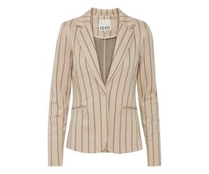Blusenblazer ICHI "Blazer IHRUTI", Damen, Gr. L, blau (doeskin), Obermaterial: 68% Viskose CV. 25% Polyamid PA. 5% Polyester PES. 2% Elasthan EL., Blazer Blusenblazer (45706130-L) doeskin