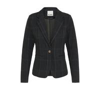 Blusenblazer ICHI "Damen Blazer IHKATE", Damen, Gr. M, schwarz (schwarz, grün check), Obermaterial: 71% Polyester PES. 27% Viskose CV. 2% Elasthan EL., Blazer Blusenblazer (52561724-M) schwarz, grün c