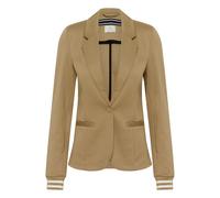 Blusenblazer KAFFE "Blazer Kinnie", Damen, Gr. S, beige (petrified oak, chalk stripe), Obermaterial: 76% Polyester PES. 20% Viskose CV. 4% Elasthan EL., Blazer Blusenblazer (18218032-S) petrified oak,