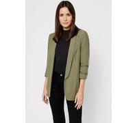 Blusenblazer PIECES "PCBOSELLA 3/4 BLAZER NOOS", Damen, Gr. L, grün (deep lichen grün), Web, Obermaterial: 79% Polyester, 16% Viskose, 5% Elasthan, unifarben, slim fit hüftbedeckend, Blazer Blusenblaz