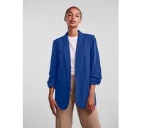 Blusenblazer PIECES "PCBOSELLA 3/4 BLAZER NOOS", Damen, Gr. M, blau (mazarine blau), Web, Obermaterial: 79% Polyester, 16% Viskose, 5% Elasthan, unifarben, slim fit hüftbedeckend, Blazer Blusenblazer,