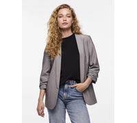 Blusenblazer PIECES "PCBOSELLA 3/4 BLAZER NOOS", Damen, Gr. S, grau (light grau melange), Web, Obermaterial: 79% Polyester, 16% Viskose, 5% Elasthan, meliert, unifarben, slim fit hüftbedeckend, Blazer