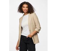 Blusenblazer PIECES "PCBOSELLA 3/4 BLAZER NOOS", Damen, Gr. XL, weiß (weiß pepper), Web, Obermaterial: 79% Polyester, 16% Viskose, 5% Elasthan, unifarben, slim fit hüftbedeckend, Blazer Blusenblazer,