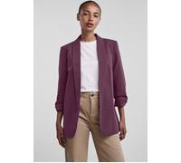 Blusenblazer PIECES "PCBOSELLA 3/4 BLAZER NOOS", Damen, Gr. XS, lila (grape wine), Web, Obermaterial: 79% Polyester, 16% Viskose, 5% Elasthan, unifarben, slim fit hüftbedeckend, Blazer Blusenblazer, m