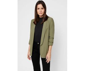 Blusenblazer PIECES "PCBOSELLA 3/4 BLAZER NOOS", Damen, Gr. XXL, grün (deep lichen grün), Web, Obermaterial: 79% Polyester, 16% Viskose, 5% Elasthan, unifarben, slim fit hüftbedeckend, Blazer Blusenbl