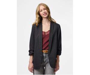 Blusenblazer PIECES "PCBOSELLA 3/4 PINSTRIPE BLAZER NOOS BC", Damen, Gr. M, bunt (magnet stripes:cloud dancer pinstripe), Web, Obermaterial: 98% Polyester, 2% Viskose, Nadelstreifen, gestreift, regula