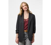 Blusenblazer PIECES "PCBOSELLA 3/4 PINSTRIPE BLAZER NOOS BC", Damen, Gr. XS, magnet stripes:cloud dancer pinstripe, Web, Obermaterial: 98% Polyester, 2% Viskose, Nadelstreifen, gestreift, regular fit