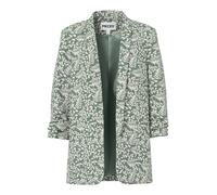 Blusenblazer PIECES "PCBOSELLA 3/4 PRINTED BLAZER NOOS", Damen, Gr. M, laurel wreath aop:birch leaves, Web, Obermaterial: 98% Polyester, 2% Elasthan, bedruckt, figurumspielend hüftbedeckend, V-Ausschn