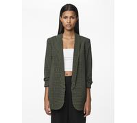 Blusenblazer PIECES "PCBOSELLA 3/4 PRINTED BLAZER NOOS", Damen, Gr. XL, bunt (duffel bag aop:houndstooth), Web, Obermaterial: 98% Polyester, 2% Elasthan, bedruckt, figurumspielend hüftbedeckend, V-Aus