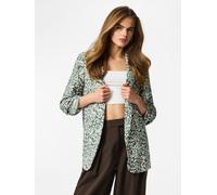 Blusenblazer PIECES "PCBOSELLA 3/4 PRINTED BLAZER NOOS", Damen, Gr. XL, laurel wreath aop:birch leaves, Web, Obermaterial: 98% Polyester, 2% Elasthan, bedruckt, figurumspielend hüftbedeckend, V-Aussch