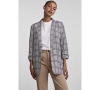 Blusenblazer PIECES "PCBOSELLA 3/4 PRINTED BLAZER NOOS", Damen, Gr. XL, schwarz-weiß (schwarz aop:check), Web, Obermaterial: 98% Polyester, 2% Elasthan, gemustert, kariert, figurumspielend hüftbedecke