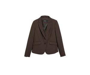 Blusenblazer S.OLIVER BLACK LABEL, Damen, Gr. 42, chocolate, Web, Obermaterial: 81% Polyester, 16% Viskose, 3% Elasthan. Futter: 100% Polyester, unifarben, normal hüftbedeckend, V-Ausschnitt, abgestep