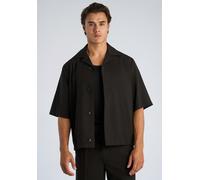 Blusenjacke LINDBERGH, Herren, Gr. L, schwarz, Web, Obermaterial: 65% Polyester, 31% Viskose, 4% Elasthan, unifarben, lässig geschnitten hüftbedeckend, V-Ausschnitt, Jacken Blusenjacke, Halbarm, mit K