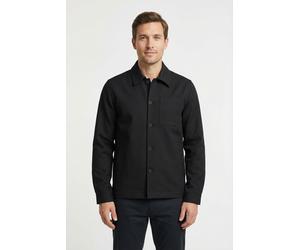 Blusenjacke LINDBERGH, Herren, Gr. M, schwarz, Web, Obermaterial: 75% Polyester, 22% Viskose, 3% Elasthan, unifarben, regular fit hüftbedeckend, Rundhals, mit Knöpfen 1-Knopf-Manschette, Jacken Blusen