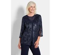 Blusenjacke mit Stickerei und Pailletten blau 19