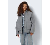Blusenjacke NOISY MAY "NMHALSTON L/S BOMBER JACKET WVN NOOS", Damen, Gr. XL, grau (light grau melange), Web, Obermaterial: 100% Polyester, meliert, Jacken Blusenjacke (65689462-XL) light grau melange