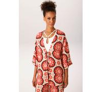 Blusenkimono ANISTON CASUAL, Damen, Gr. 38, wollweiß, rot, schwarz, rosa, khaki, Web, Obermaterial: 100% Viskose, bedruckt, gemustert, figurumspielend Po-bedeckend, V-Ausschnitt, Umschlagbund, Blusen,