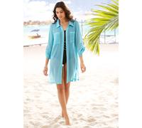 Blusenkimono FEEL GOOD, Damen, Gr. 52/54, blau (aquamarine), 100% Polyester, unifarben, Blusen (37496239-52) aquamarine