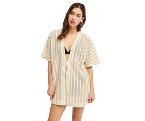 Blusenkimono ROXY "Moana Story", Damen, Gr. S, pebble, Obermaterial: 50% Walkfrottier, 50% Microfaser;, Blusen (16059147-S) pebble