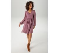 Blusenkleid ANISTON CASUAL, Damen, Gr. 40, N-Gr, beere, grün, wollweiß, dunkelbraun, Georgette, Obermaterial: 100% Polyester. Futter: 100% Polyester, bedruckt, lässig geschnitten kniefrei, V-Ausschnit