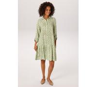 Blusenkleid ANISTON CASUAL, Damen, Gr. 42, N-Gr, grün (apfelgrün, weißbraun), Web, Obermaterial: 100% Viskose, bedruckt, geblümt, lässig geschnitten kniefrei, Krempelärmel, Kleider Blusenkleid, mit gr