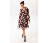 Blusenkleid ANISTON CASUAL, Damen, Gr. 44, N-Gr, bordeaux, sand, beige, flieder, Chiffon, Obermaterial: 100% Polyester. Futter: 100% Polyester, bedruckt, geblümt, figurumspielend knieumspielend, V-Aus