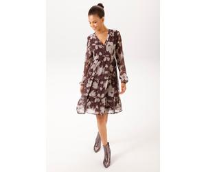 Blusenkleid ANISTON CASUAL, Damen, Gr. 46, N-Gr, bordeaux, sand, beige, flieder, Chiffon, Obermaterial: 100% Polyester. Futter: 100% Polyester, bedruckt, geblümt, figurumspielend knieumspielend, V-Aus