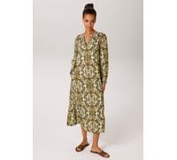 Blusenkleid ANISTON CASUAL, Damen, Gr. 46, N-Gr, bunt (helles graublau, braun, petrol, gelb, dunkelbraun), Web, Obermaterial: 100% Viskose, bedruckt, gemustert, lässig geschnitten wadenlang, V-Ausschn