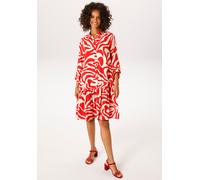 Blusenkleid ANISTON CASUAL, Damen, Gr. 46, N-Gr, rot, weiß, Web, Obermaterial: 100% Viskose, bedruckt, gemustert, lässig geschnitten kniefrei, Krempelärmel, Kleider Blusenkleid, mit extravagantem, gra