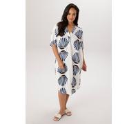 Blusenkleid ANISTON PLUS, Damen, Gr. 46, N-Gr, weiß, marine, blau, beige, Kleider Blusenkleid, aus weich fallender Viskose in Leinenoptik - NEUE KOLLEKTION (35485761-46)
