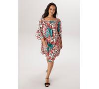Blusenkleid ANISTON PLUS, Damen, Gr. 52, N-Gr, bunt, Web, Obermaterial: 100% Viskose, bedruckt, gemustert, figurumspielend kniebedeckend, Carmenausschnitt, Volant, Kleider Blusenkleid, mit Gummizug am