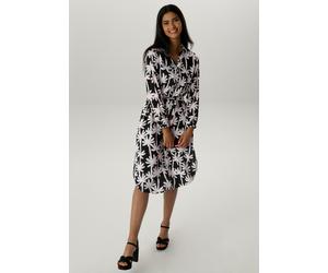 Blusenkleid ANISTON SELECTED, Damen, Gr. 38, N-Gr, schwarz-weiß (schwarz, weiß), Web, Obermaterial: 100% Viskose, bedruckt, gemustert, figurumspielend wadenlang, 1-Knopf-Manschette, Kleider Blusenklei