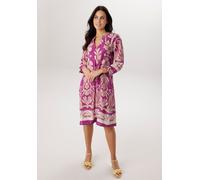 Blusenkleid ANISTON SELECTED, Damen, Gr. 44, N-Gr, pink, beige, sanftes weiß, Web, Obermaterial: 100% Viskose, bedruckt, geblümt, gemustert, lässig geschnitten knieumspielend, V-Ausschnitt, 1-Knopf-Ma