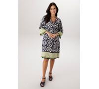 Blusenkleid ANISTON SELECTED, Damen, Gr. 48, N-Gr, marine, hellgrün, rot, beige, Web, Obermaterial: 100% Viskose, bedruckt, gemustert, lässig geschnitten knieumspielend, V-Ausschnitt, Kleider Blusenkl