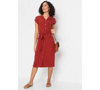 Blusenkleid BONPRIX, Damen, Gr. 38, N-Gr, rostrot, Web, Obermaterial: 100% Polyester, ausgestellt, Kleider Blusenkleid, eleganter Stil, mit kurzem Arm, mit Reverskragen (13589928-38) rostrot