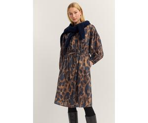 Blusenkleid BUGATTI "Leo-Muster", Damen, Gr. 40, Normalgrößen, braun (80, braun), 100% Baumwolle, normal, Kleider Blusenkleid, mit Bindegurt und aus Baumwolle (27130853-40) 80, braun