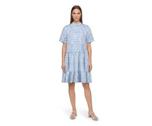 Blusenkleid CARTOON "Damen mit Muster", Damen, Gr. 40, Normalgrößen, blau (weiß, hellblau), Obermaterial: 68% Baumwolle, 28% Polyamid, 04% Elasthan, ausgestellt kurz, Kleider Blusenkleid (51574219-40)