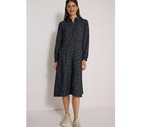 Blusenkleid CECIL, Damen, Gr. L (42), US-Größen, blau (schwarz navy blau), Stoff, 88% Viskose, 12% Polyamid, comfort fit wadenlang, V-Ausschnitt, Bündchen, Kleider Blusenkleid, mit Leo-Muster (5334534