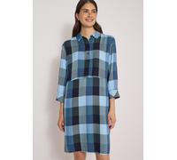 Blusenkleid CECIL, Damen, Gr. S (38), US-Größen, blau (urban dunkelblau), Stoff, 100% Viskose, kariert, comfort fit kniefrei, V-Ausschnitt, Aufschlag, Kleider Blusenkleid, Karomuster (59342045-S) urba