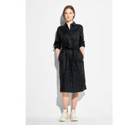 Blusenkleid CECIL, Damen, Gr. XS (36), US-Größen, schwarz, Stoff, 100% Leinen, unifarben, gerade kniebedeckend, V-Ausschnitt, Bündchen, Kleider Blusenkleid, in Unifarbe (53156630-XS) schwarz