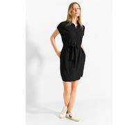 Blusenkleid CECIL, Damen, Gr. XXL (46), US-Größen, schwarz, Stoff, 56% Viskose, 43% Polyester, 1% Elasthan, unifarben, gerade kurz, V-Ausschnitt, Bündchen, Kleider Blusenkleid, mit Knopfleiste (753029