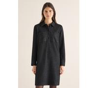Blusenkleid CECIL, Damen, Gr. XXL (46), US-Größen, schwarz, Stoff, 73% Polyester, 24% Viskose, 3% Elasthan, meliert, comfort fit knieumspielend, V-Ausschnitt, Bündchen, Kleider Blusenkleid, im Hemdblu
