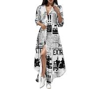 Blusenkleid Damen Lang Farbblock Midikleid Damen Langarm Elegant Freizeitkleid Geringeltes Mode Kleid Freizeitkleider Cocktailkleid Ballkleid