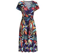 Blusenkleid Damen Sommerkleid Beach-Stil lässige Tasche temperamentvoll lockere Frauenkleid attraktive Blumenkleid für Frauen Retro Knielang Strandkleider