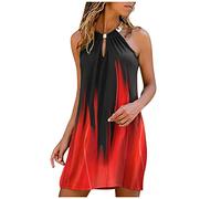 Blusenkleid Damen Sommerkleid Bedruckte metallische Mode trägerlose Frauen Ausschnitt lässige Sommer hängende Kleidung Frauenkleid Retro Knielang Strandkleider