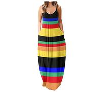 Blusenkleid Damen Sommerkleid Kleider Ärmellos blumengroßer Pulli Druck Plus Frauen O-Ausschnitt Langer Sommer Damenkleid Retro Knielang Strandkleider