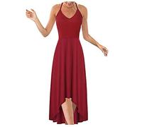 Blusenkleid Damen Sommerkleid Riemen offener Ärmellos lässiger Druck reizvoller Rücken Modekleid Frauen V-Ausschnitt Frauenkleid Retro Knielang Strandkleider