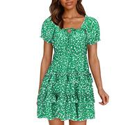 Blusenkleid Damen Sommerkleid Sweetheart Sommerhülse Ausschnittskleid reizvoll Kleiner Faltendruck Frauenkleid Frauenkleid Retro Knielang Strandkleider