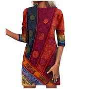 Blusenkleid Damen Vasreyy Glitzerkleid Damen Christmas Dress Patchwork Langarm Kurz Kleid Freizeit Blusenkleid Sexy Partykleid Elegant Tunikakleid Herbst Winter Minikleid Freizeitkleid Rot XXL