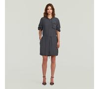 Blusenkleid G-STAR "DRS Fluid Dress", Damen, Gr. L (40), N-Gr, grau (petrol), Web, Obermaterial: 100% Viskose, unifarben, regular fit knieumspielend, Rundhals, verstellbar, Kleider Blusenkleid, mit ve